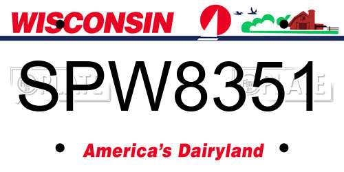 SPW8351 Wisconsin License Plate