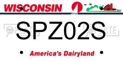 SPZ02S Wisconsin License Plate