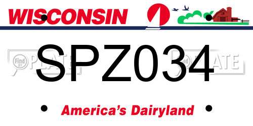 SPZ034 Wisconsin License Plate