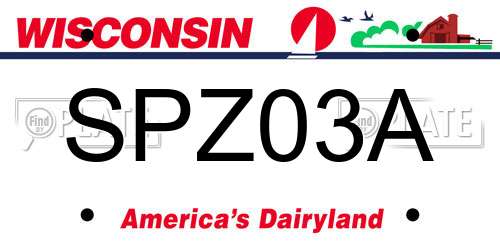 SPZ03A Wisconsin License Plate