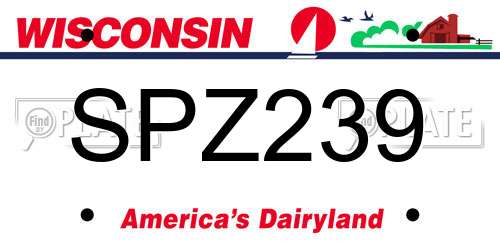 SPZ239 Wisconsin License Plate