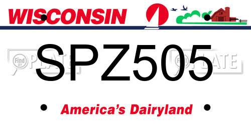 SPZ505 Wisconsin License Plate