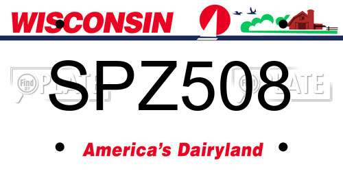 SPZ508 Wisconsin License Plate
