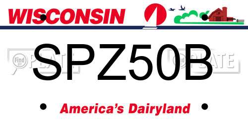SPZ50B Wisconsin License Plate