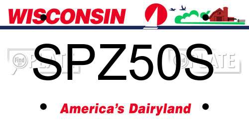 SPZ50S Wisconsin License Plate