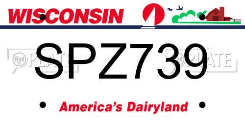 SPZ739 Wisconsin License Plate