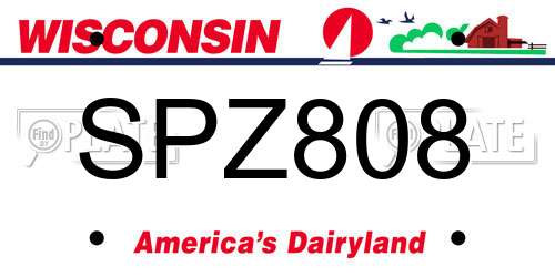 SPZ808 Wisconsin License Plate