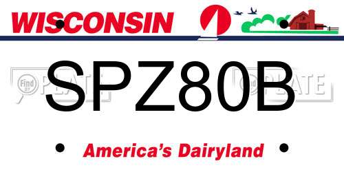 SPZ80B Wisconsin License Plate