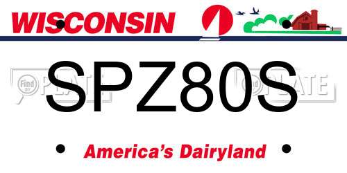 SPZ80S Wisconsin License Plate