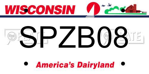SPZB08 Wisconsin License Plate