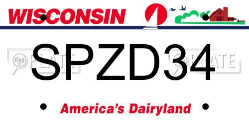 SPZD34 Wisconsin License Plate