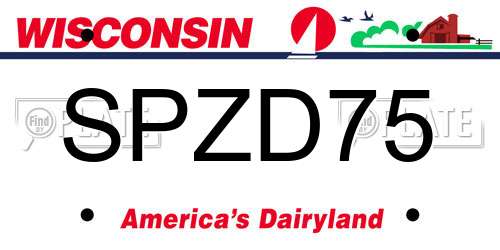 SPZD75 Wisconsin License Plate