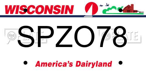 SPZO78 Wisconsin License Plate