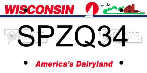 SPZQ34 Wisconsin License Plate