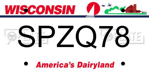 SPZQ78 Wisconsin License Plate