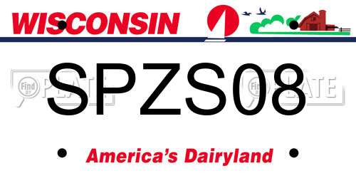 SPZS08 Wisconsin License Plate