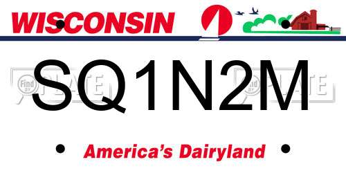 SQ1N2M Wisconsin License Plate