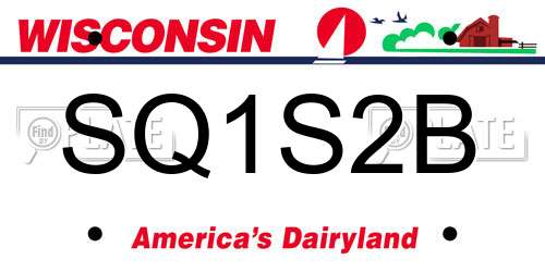 SQ1S2B Wisconsin License Plate