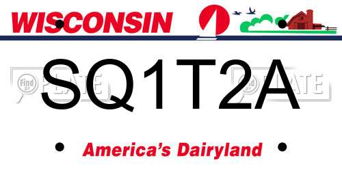SQ1T2A Wisconsin License Plate