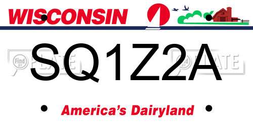 SQ1Z2A Wisconsin License Plate