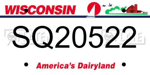SQ20522 Wisconsin License Plate