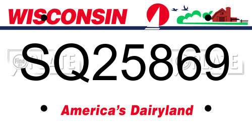 SQ25869 Wisconsin License Plate