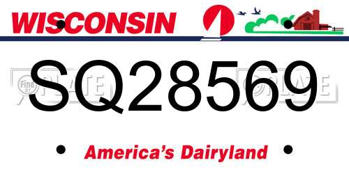 SQ28569 Wisconsin License Plate