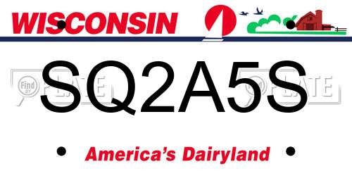 SQ2A5S Wisconsin License Plate