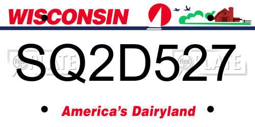 SQ2D527 Wisconsin License Plate