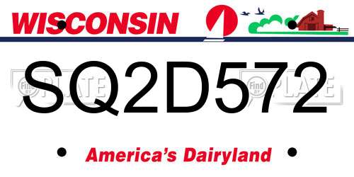 SQ2D572 Wisconsin License Plate