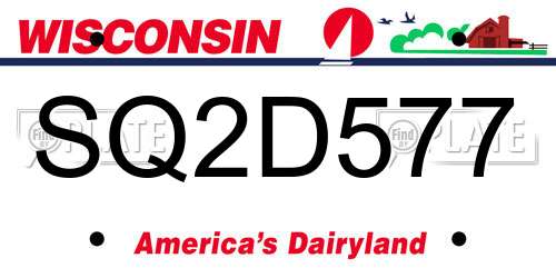 SQ2D577 Wisconsin License Plate