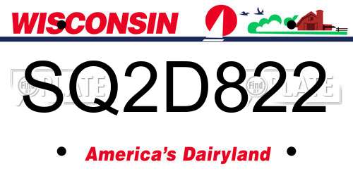 SQ2D822 Wisconsin License Plate