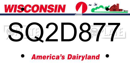 SQ2D877 Wisconsin License Plate