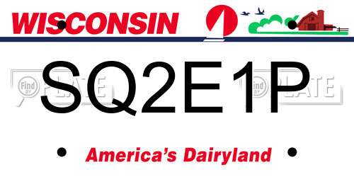 SQ2E1P Wisconsin License Plate