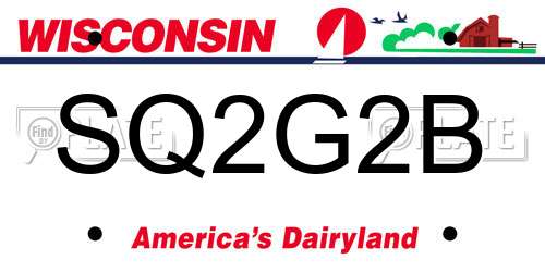 SQ2G2B Wisconsin License Plate