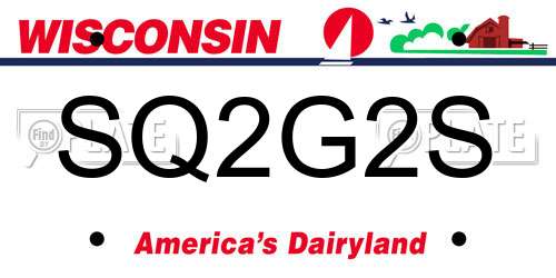SQ2G2S Wisconsin License Plate