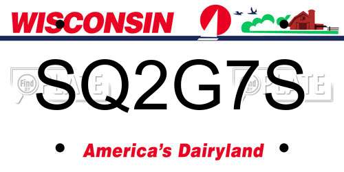 SQ2G7S Wisconsin License Plate