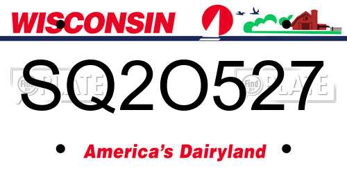 SQ2O527 Wisconsin License Plate
