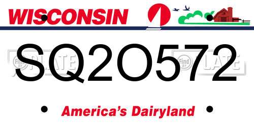 SQ2O572 Wisconsin License Plate