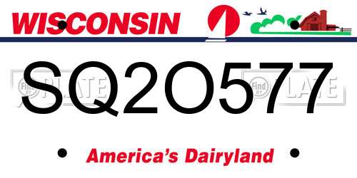 SQ2O577 Wisconsin License Plate