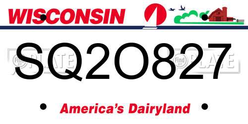 SQ2O827 Wisconsin License Plate