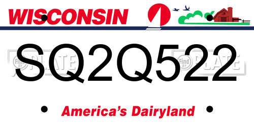 SQ2Q522 Wisconsin License Plate