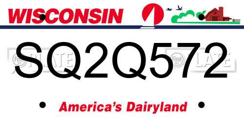 SQ2Q572 Wisconsin License Plate