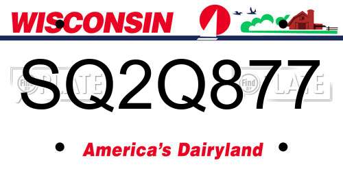 SQ2Q877 Wisconsin License Plate