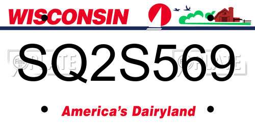 SQ2S569 Wisconsin License Plate