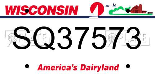 SQ37573 Wisconsin License Plate