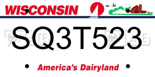 SQ3T523 Wisconsin License Plate