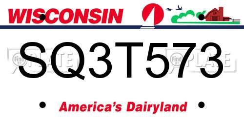 SQ3T573 Wisconsin License Plate