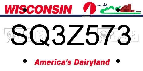 SQ3Z573 Wisconsin License Plate