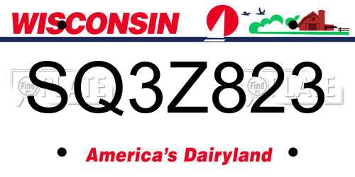 SQ3Z823 Wisconsin License Plate